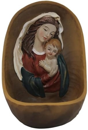 ZICOM Weihwasserkessel Weihwasserbecken Maria mit Kind Höhe 12cm handbemalt Polyresin