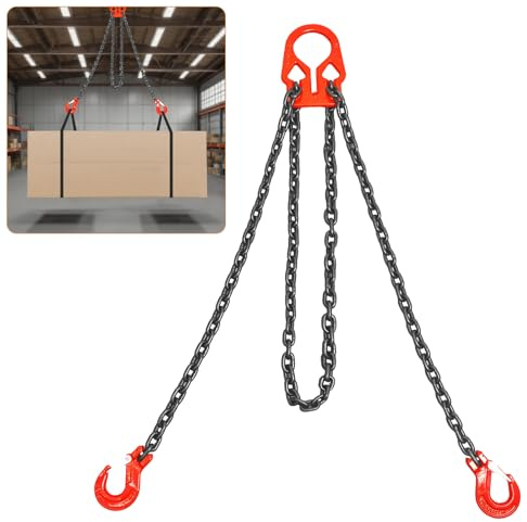 5/16 Inch x 10 Ft G80 Lifting Chain Sling, 7000 lb Dual Leg with Hooks