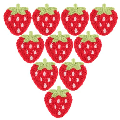 Gadpiparty 10 Stück Gestickte Erdbeer Aufnäher Filz Mini Erdbeere Patches aus Stoff Kleine Frucht Flicken für Kleidung Hosen Mäntel und Selbstgemacht Bastelprojekte