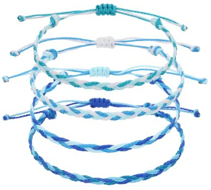 sourcing map Braided Rope Bracelet, Adjustable Woven String Bracelets Summer Beach Ankle Handmade String