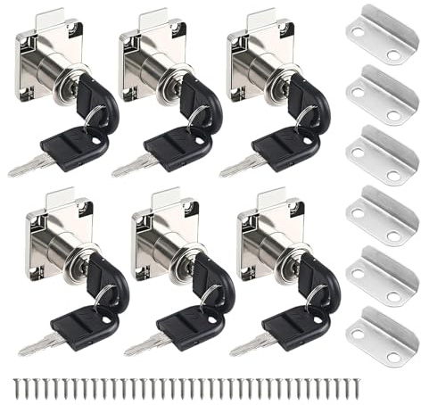 6PCS Security Cabinet Lock, Keyed Locks for Furniture, Mailbox, Drawer Office Use