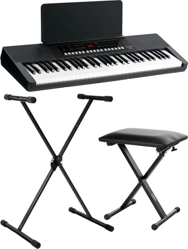 FunKey 61 MKII Keyboard Set Avec 61 Touches - 300 Sons 300 Rythmes 80 Morceaux Démo USB to Host Fonction Dapprentissage Métronome Prise Casque Incl. Pied Banc Alimentation - Noir