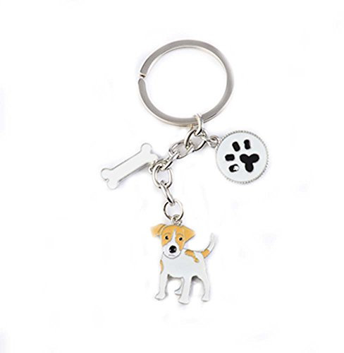 Porte-clés en métal ZoonPark® avec adorable petit chien, pour les clés de la voiture, ou pour accrocher à votre sac à main