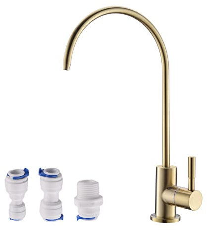 Havin - Grifo de Ósmosis Inversa de Acero Inoxidable, Purificador de Agua Potable, Filtración de Agua, Apto para Cañerías de 0,63 y 0,95 cm, Níquel Cepillado