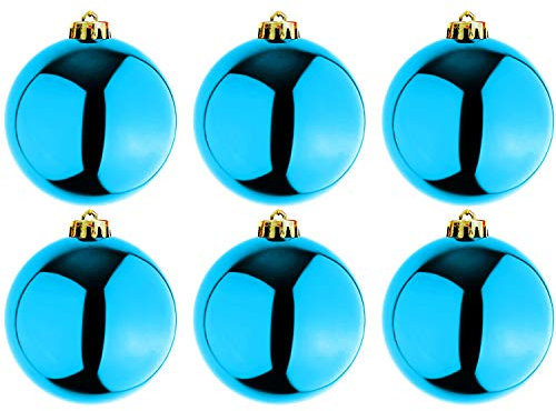 Mojawo 6 Stück XL Christbaumkugeln Blau Weihnachtsbaumkugeln Baumschmuck Petrol Ø 15cm Schmuckkugeln