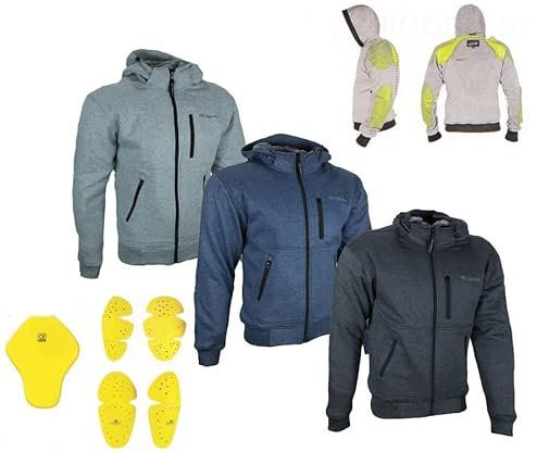 HEYBERRY Herren Hoody Motorradjacke Hoodie mit Aramid Anthrazit Gr. L