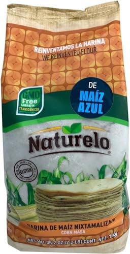 Nixtamalized Cornmeal from 100% Natural Purple Corn - Harina de Maiz Azul Nixtamalizado NATURELO 1Kg