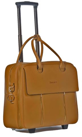 Bowatex Damen rollende Aktentasche Trolley braun, Business Laptoptrolley Tasche