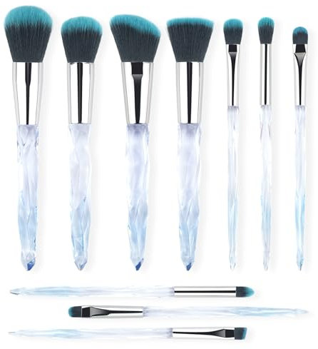 Professional Makeup Brush, Acrylic Diamond Handle Make Up Brushes Series for Full Face Foudation Blush Eyeshadow Concealers Powder Transparent Beauty Tools