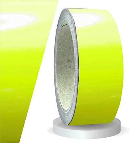 siviwonder Zierstreifen neon gelb Neongelb Leuchtend Glanz in 40 mm Breite und 10 m Länge Aufkleber Folie für Auto Boot Jetski Modellbau Klebeband Dekorstreifen - fluoreszierend grell leuchtgelb