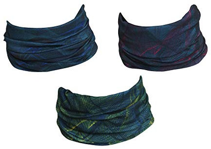 Hilltop 3 x Motorrad Multifunktionstuch, Schlauchtuch, Sport-Halstuch, Bandana / 3-er Set in aktuellen Designs, 3er Set:Space Carpet
