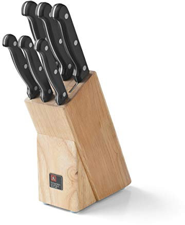 Richardson Sheffield Messerblock ARTISAN Holzmesserblock inklusive 6 Küchenmesser, scharfe Klinge mit klassischem Nietengriff