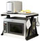 MTYLX Scaffale, Cucina Multifunzione Forno a Microonde Scaffale a 2 Ripiani con Gancio Conservazione Fornello Di Riso Scaffale Scaffale da Tavolo Acciaio Nero + Legno Bianco