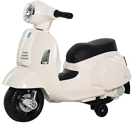 HOMCOM Vespa Licensed 6V Kids Electric Motorbike Ride On Motorcycle Battery Powered for 18-36 Months with Horn Headlight White