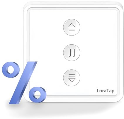 LoraTap - Interruptor de Persianas de Pared, Porcentaje, con Botones, Interruptor de Cortina Electrica WiFi, Compatible con Alexa Google Assistant, Programador Temporizador Inteligente