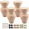 TCHOSUZ 4 inch / 10cm Wooden Furniture Legs, Pack of 4 Unfinished Solid Wood Turned DIY Replacement Bun Feet with M8 Hanger Bolts & T-Nuts or Sofa Couch Cabinet Recliner Ottoman Riser