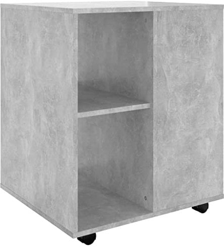 vidaXL Rollschrank mit Fächern Rollcontainer Büroschrank Aktenschrank Bürocontainer Schrank Büro Druckerschrank Betongrau 60x53x72cm Holzwerkstoff