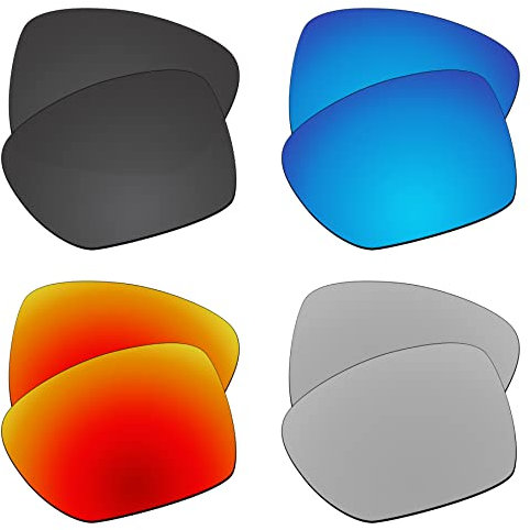 EZReplace Verres de rechange pour lunettes de soleil Oakley Catalyst OO9272 (verres polarisés), Noir carbone + bleu glacier + rouge feu + métal argenté, taille unique