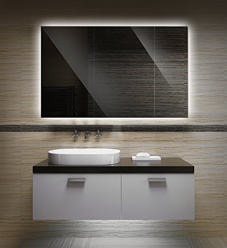 Bilderdepot24 Badezimmerspiegel mit Beleuchtung LED Spiegel - 60x50 cm -Badspiegel mit Licht - Design Spiegel für Bad und Gäste WC hinterleuchtet - beleuchteter Wandspiegel - OZ-LED I SUA-6069