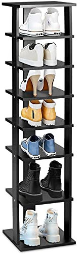 DREAMADE Scarpiera Alta in Legno con 7 Ripiani, Scarpiera Verticale con Ampio Spazio per Casa e Ufficio, Scaffale Multiuso Porta Scarpe Verticale Salva Spazio per Ingresso Casa (Nero)