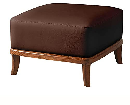 W&X Ruhe Polsterhocker Multifunktions Accent Sitz Mit Massivholz Beine,Modernen Leder Sitzpouf,Premium Sitzhocker Sitzpouf Sofa Hocker Für Wohnzimmer-Quadratisch braun 50x50x32cm(20x20x13inch)
