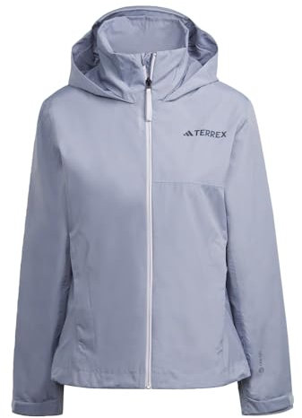 adidas Women's Terrex Multi RAIN.RDY Two-Layer Rain Jacket, Silver Violet, Large