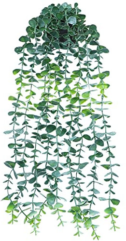 Eirdary Artificial Hanging Plants Fake Potted Plants for Indoor Outdoor Wall Home Room Office Decor(White)