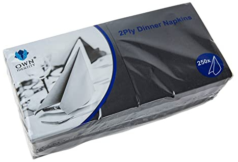 We Can Source It Ltd – Black 40cm 2-Ply Paper Napkins – Absorbent Dinner Serviettes with 4-Fold Square Design – Ideal for Catering, and Events – Strong and Disposable - 2000 Napkins (8Pack)