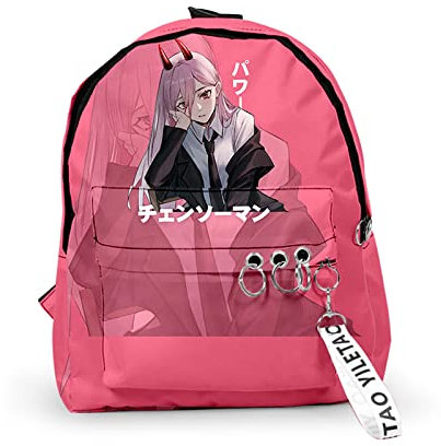 xhomeshop Chainsaw Man Double Shoulder Bag Men's and Women's Printed Zip Up College School Bag Fashion Cartoon Travel Daypack Anime Power Cosplay Backpack