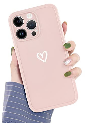 Newseego Compatible avec iPhone 14 Pro Coque pour Femmes Filles, Mignon Motif Coeur d'amour iPhone 14 Pro Coque Souple en Silicone Antichoc Housse de Protection pour iPhone 14 Pro (6,1 Pouces) - Rose