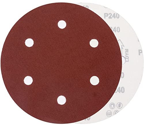 225mm Sanding Discs 240 Grit, 9 Inches Sandpaper 20Pcs Hook and Loop Disc, 6 Holes Sanding Pads for Drywall Sander Long Neck Sander