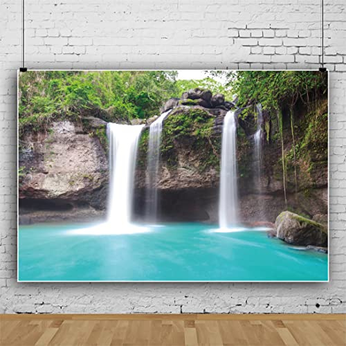 150x10ft Waterfall Backdrop Canyon Cliff Stream Photography Background Natural Landscape Mountain Wall Background for Adult Summer Vacation Photography Props