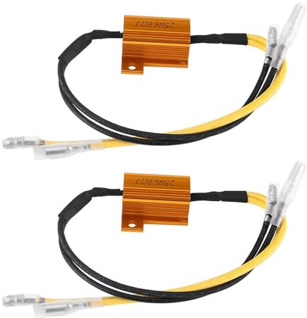 Motorrad Lastwiderstand 2 Stück Motorrad LED Blinker Widerstand Motorrad Blinkeranzeige Widerstand Adapter Flash Fix Fehler 12V Blinklicht Decoder für Moped Roller 25W 6,8 Ω