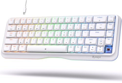 KEMOVE K68se Gaming Mechanische Tastatur mit Brown Tactile Switch,Ultra-Compact Mini 68 Tasten Anti-Ghosting,Typ-C-Datenkabel,US Layout für PC Windows Gamer Typist,Weiß