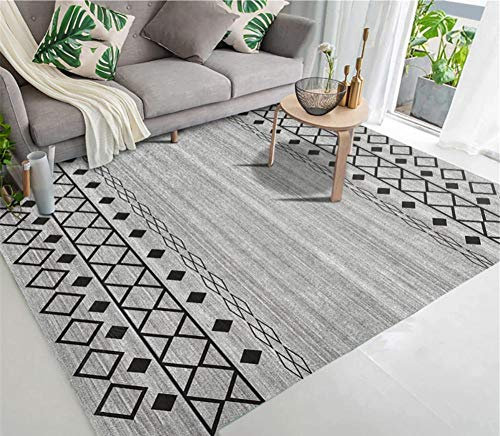 ESOUY Wohnzimmer-Teppich, leicht zu reinigen, Durabe-Teppich, Garten, Terrasse, Läufer, schmutziger Grauer Boden, graues Rautenmuster, 160 x 230 cm