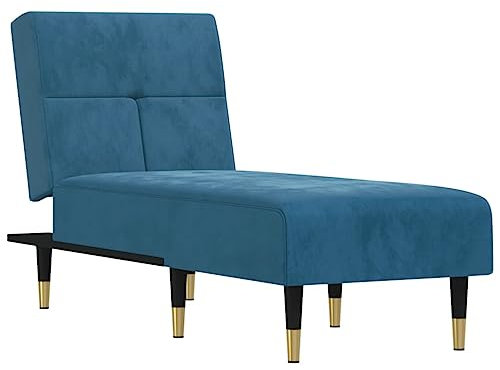 vidaXL Chaiselongue, Recamiere Verstellbar Multifunktional, Relaxliege Sofa Metallbeine, Schlafsofa Gästebett Wohnzimmer, Modern, Blau Samt