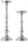 Kerzenständer 2er Set Kerzenhalter Metall Silber Deko - Kerzenleuchter Modern für Stumpenkerzen- Tischdeko Hochzeit - Dekoration Wohnzimmer - H 26 und 36 cm