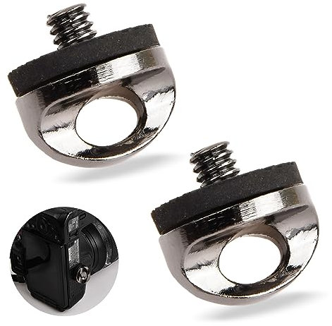 2 Piezas Tornillo Adaptador Para Correa De Cámara De 1/4,Anillo en D Tornillos de 1/4,Adaptador De Tornillo Para Correa De Cámara en Acero Inoxidable,Tornillo de Mango en D Para Correa de Cámara