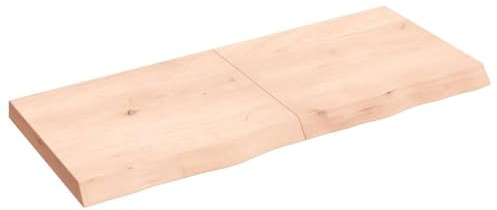 vidaXL Wandregal, Holzregal Regal Handgefertigt mit Baumkante, Wandboard Regalbrett Scharnierdesign, Bücherregal Hängeregal, 120x50x(2-6) cm Massivholz Eiche Unbehandelt