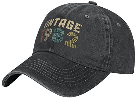 501 Damen Herren Baseball Kappen Jahrgang 1982 – Geburtstagsgeschenk Cotton Cap Verstellbar Outdoor Hut Vintage Denim Hut Für Sport Draussen Reisen