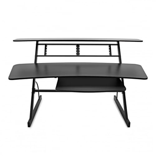Music Studio Workstation Desk with Three Tiers – Large, Black