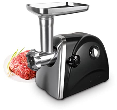 GaRcan Hachoir à Viande électrique 1500 W, Hachoir Robuste en Acier Inoxydable, Poussoir à saucisses, Robot culinaire, appareils ménagers, Hachoir (Svart UK)