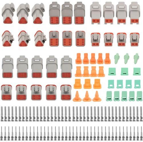 140 Stück Deutscher Stecker kfz, 2/3/4/6Pin DT Steckverbinder Wasserdichter, DT Stecker set, Auto Elektrischer Anschluss Stecker, KFZ Kabel Steckverbinder für Auto, Motorräder, LKW, Boots