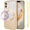 SouliGo iPhone 11 Case Glitter Transparent Mobile Phone Case [Compatible with Magsafe] [Glitter Card & Wrist Strap] Magnetic Clear Soft TPU Case Shockproof Protective Case for iPhone 11 6.1 Inch Gold