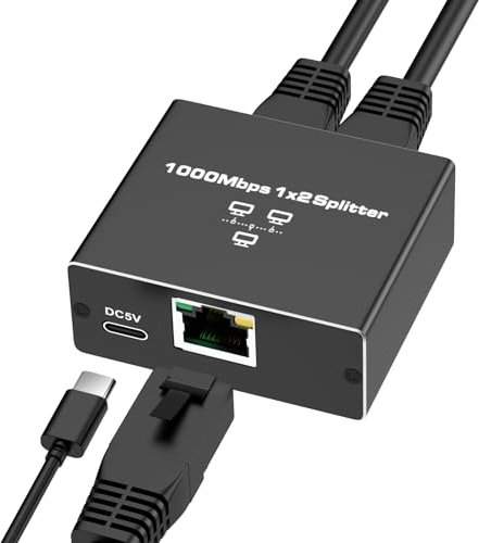 Olycism Switch Ethernet 2.5Gbps 1000Mbps Switch RJ45 2 Ports Haute Vitesse avec câble d'alimentation de Type C pour Ordinateur Hub Router Broadband Cat TV Box