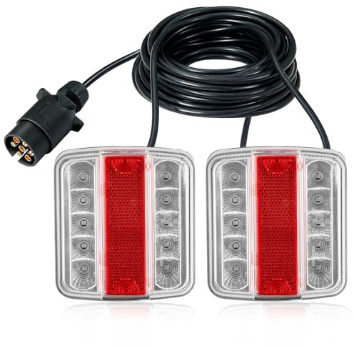 D-TECH LED Rückleuchten Anhänger Mit Magnet 7.5M Cable, Anhängerbeleuchtung Magnetisch Rücklicht Komplett 7 Polig, 12V 24V Universell, IP67 Wasserdicht, ECE R10 EMC Zulassung