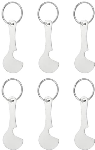 PATIKIL Porte-Clés Jeton de Caddie de Courses, Lot de 6, en Acier Inoxydable de 2,3 Pouces, pour Déverrouiller les Chariots de Supermarché, Couleur Argentée