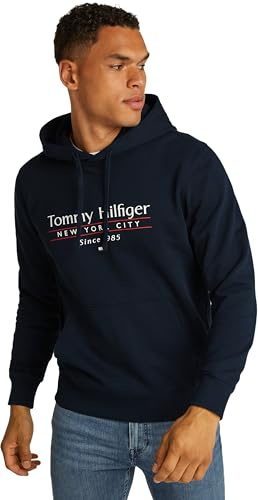 Tommy Hilfiger Herren Hoodie Center Stack mit Logo, Blau (Desert Sky 654 920), L