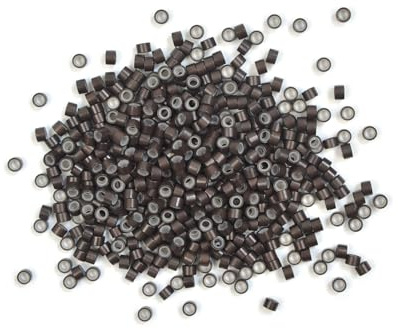 200 Pièces 4.5mm Micro Anneaux Doublés de Silicone Liens Perles pour Coller les Extensions de Cheveux (Marron foncé)