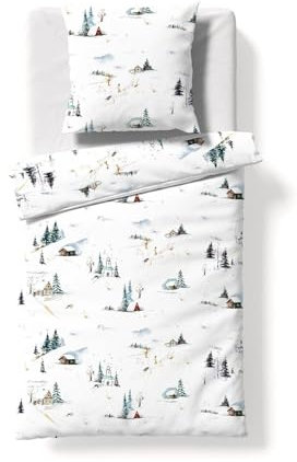 fleuresse Feinbiber Bettwäsche Aspen Tanaina blau 1 Bettbezug 155 x 220 cm + 1 Kissenbezug 80 x 80 cm